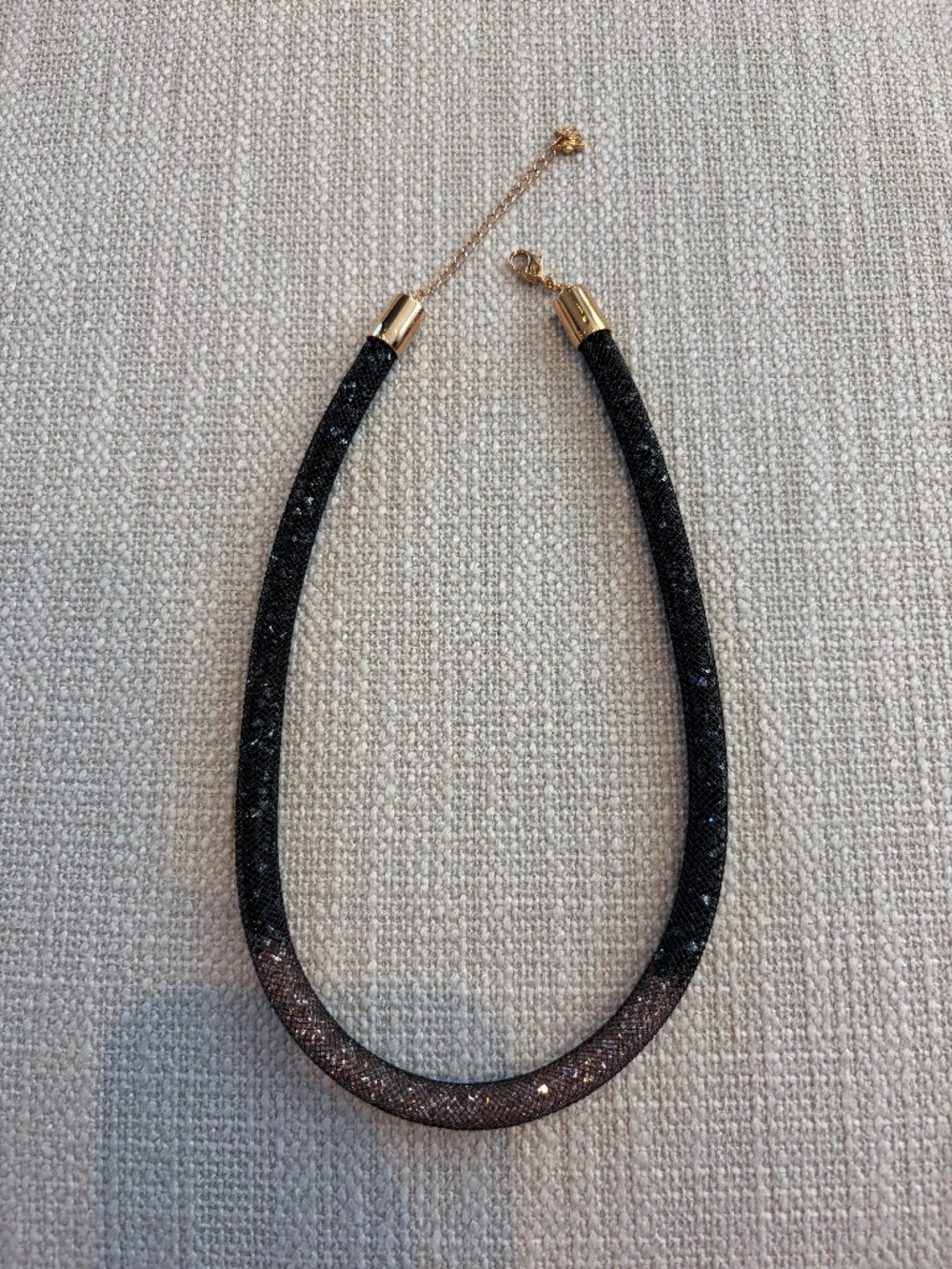 Swarovski Stardust Gradient Necklace Black Rose Gold Tone Adjustable 16.5-18.5"